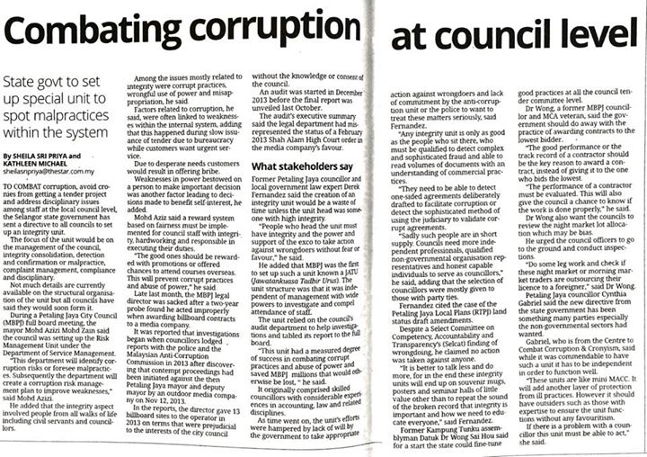 Combating Corruption at Council Level