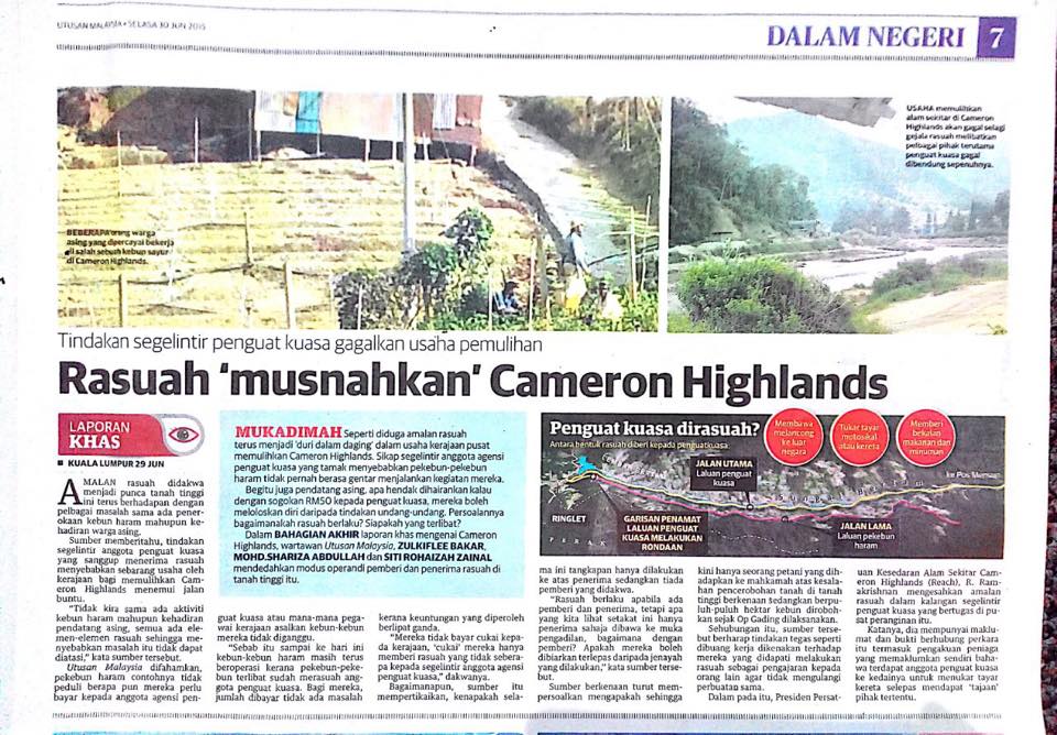 Rasuah musnahkan Cameron Highlands