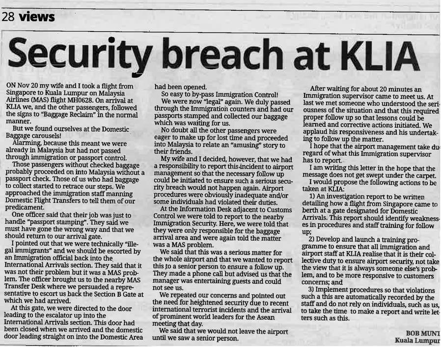 Security Breach at KLIA