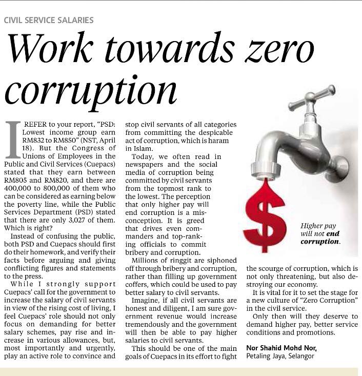 Work towards zero corruption