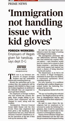 Immigration not handling issue with kid gloves