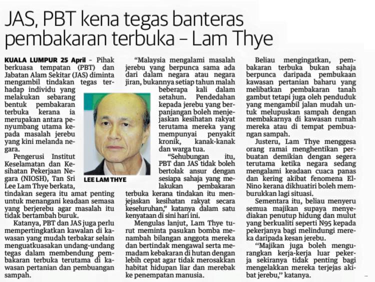 JAS PBT kena tegas banteras pembakaran terbuka Lam Thye