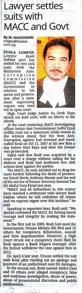 Lawyer settles suits with MACC and Govt