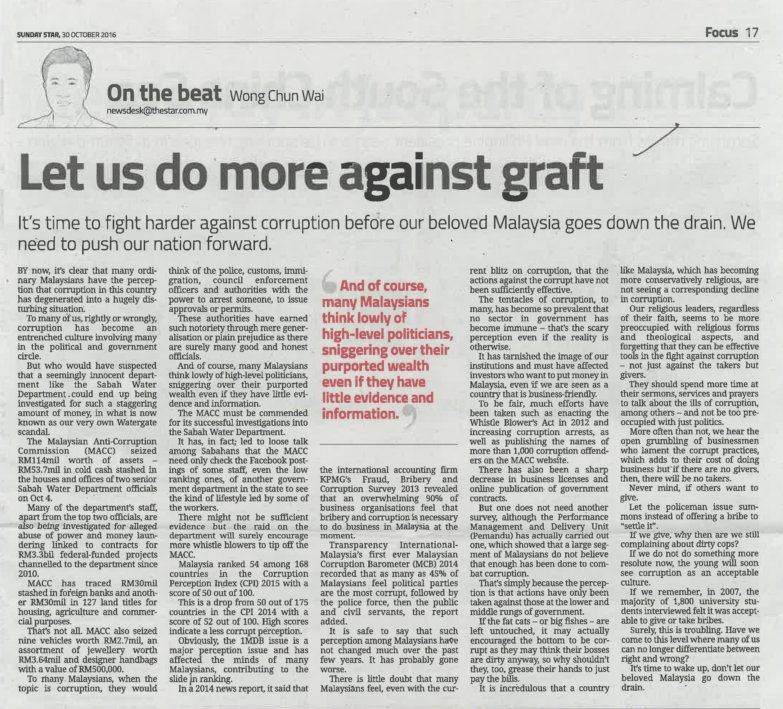 Let us do more against graft