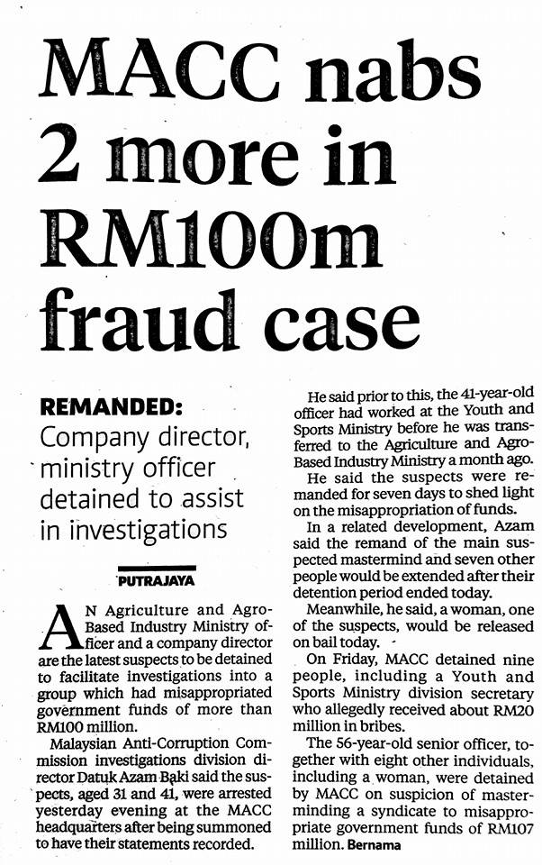 MACC NABS 2 MORE IN RM100M FRAUD CASE