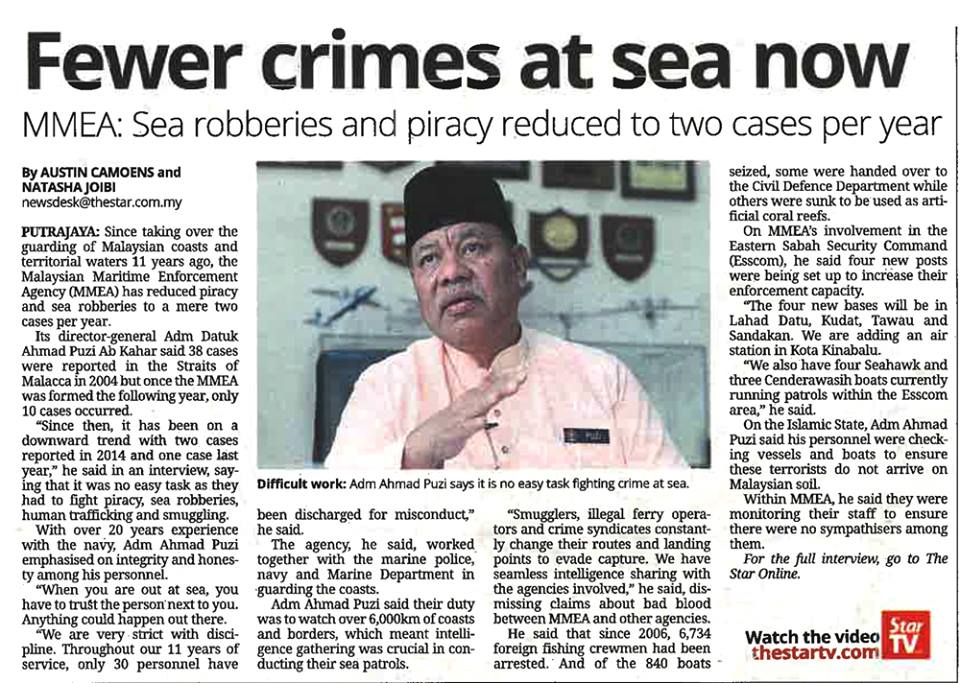 MMEA Fewer Crimes At Sea Now