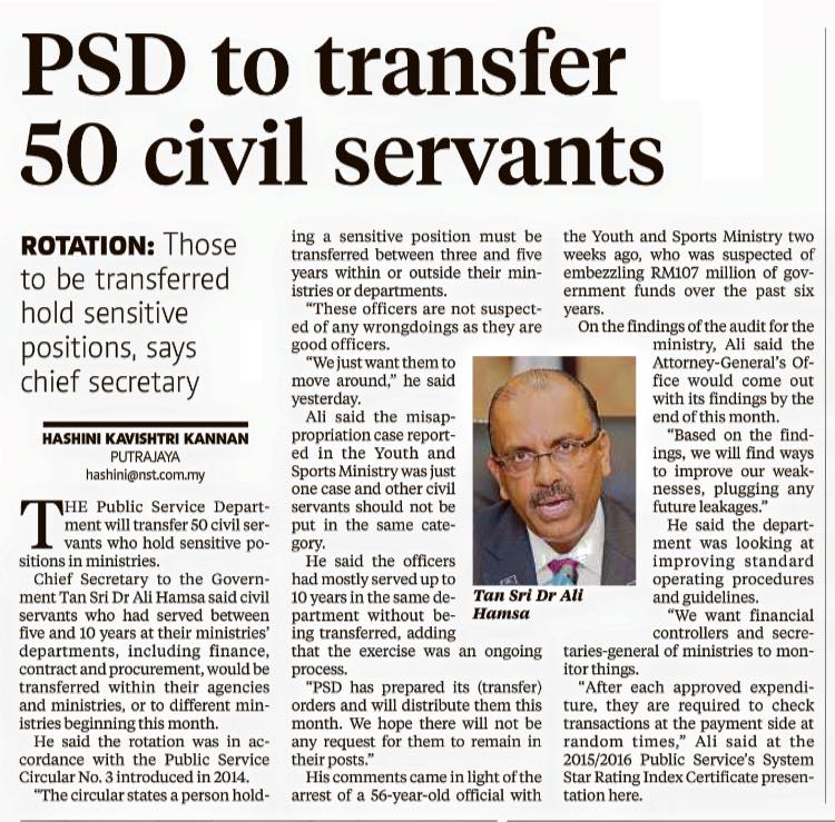 PSD to transfer 50 civil servants