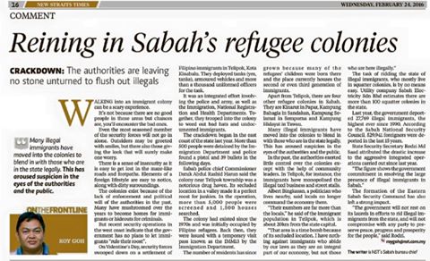 Reining in Sabahs refugee colonies