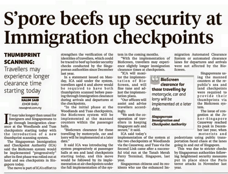 Spore beefs up security at Immigration checkpoints