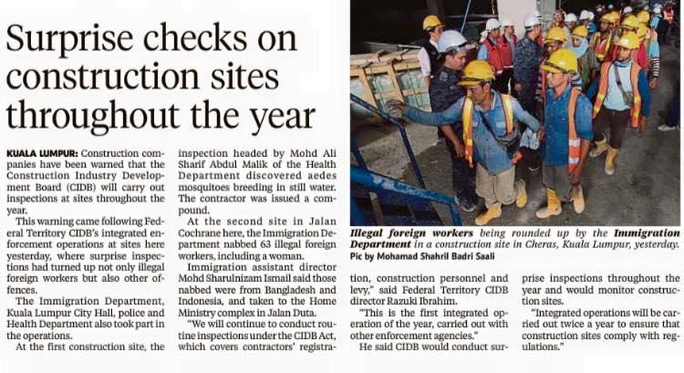 Surprise checks on construction sites throughout the year